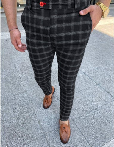 Men's Business Checked Casual Pants