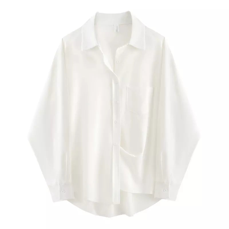 Zadily 2023 Spring Minimalist Chic Oversize Women's White Basic Shirt